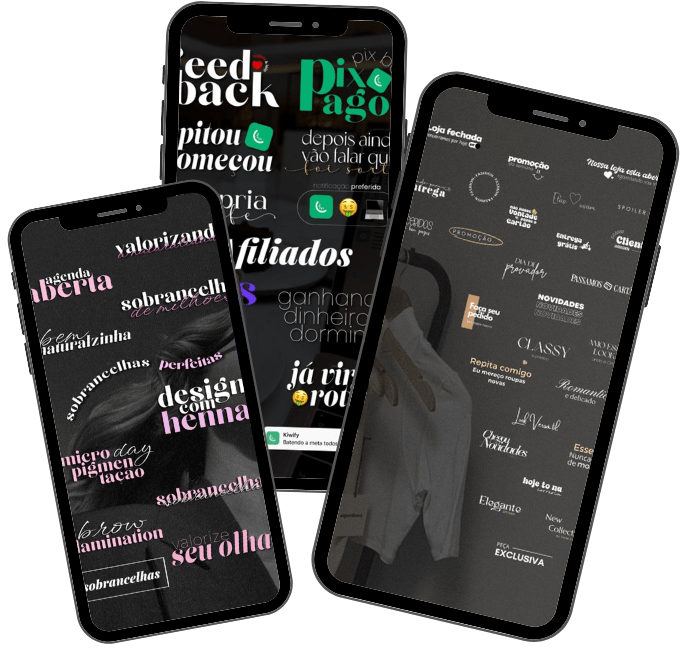 Mockups de figurinhas em telas de celular